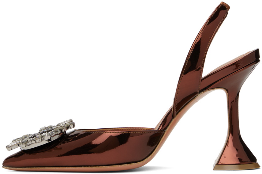 Amina Muaddi Brown Begum Sling 95 Heels