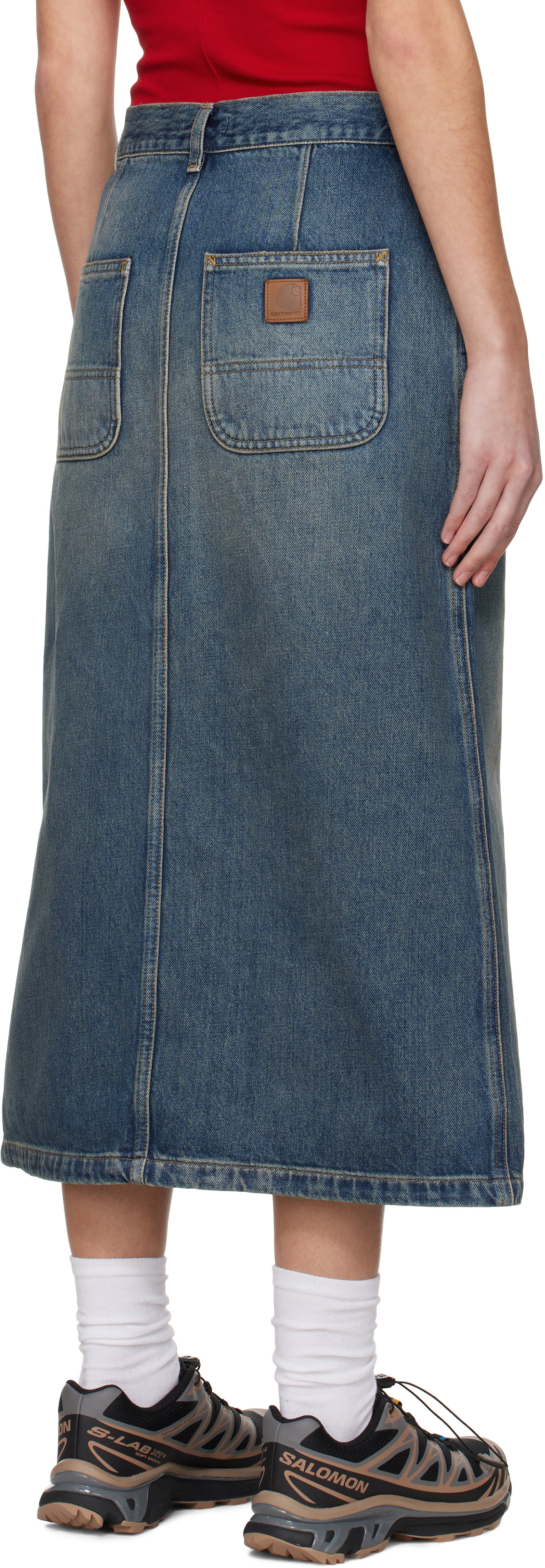 Carhartt Work In Progress Blue Marvin Denim Midi Skirt
