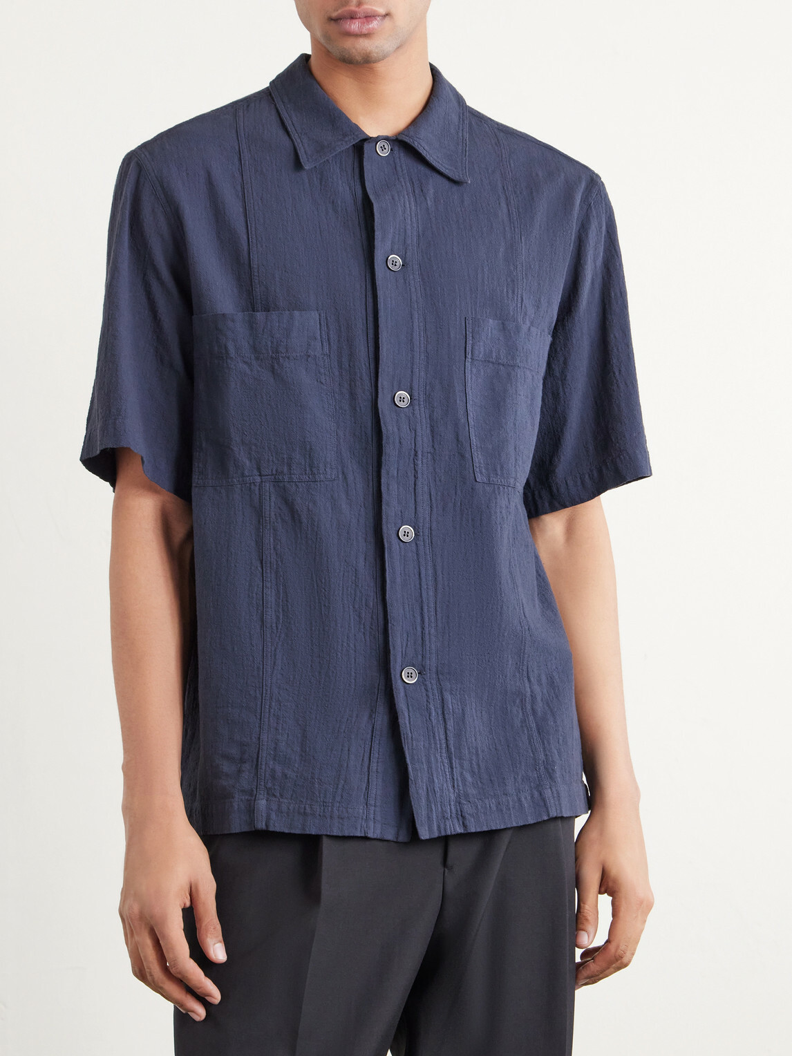 Barena - Garment-Dyed Cotton-Gauze Shirt - Blue