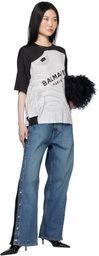 Balmain Black & White Loose Optical Illusion Print T-shirt