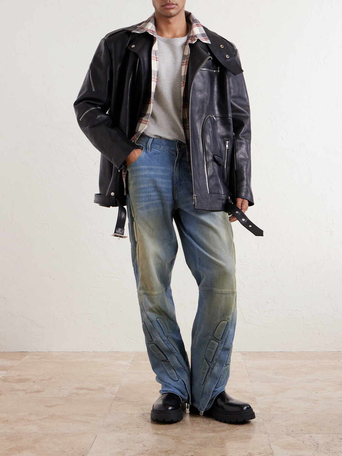 Satoshi Nakamoto - Enduro Straight-Leg Padded Jeans - Blue