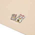 BEAMS JAPAN Embroidery Tea Mat - Beckoning Cat in Beige 