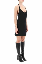 COURREGES mini dress with strap and buckle detail. Black