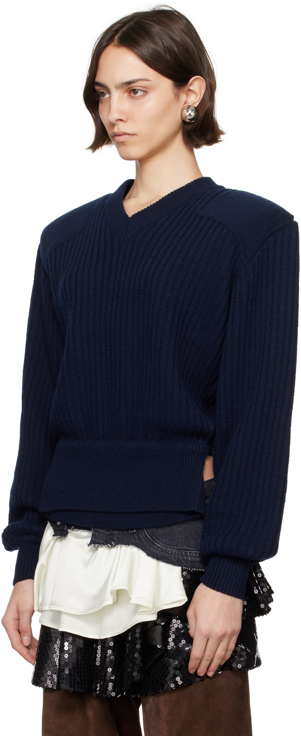 ALL-IN Navy Display Army Sweater