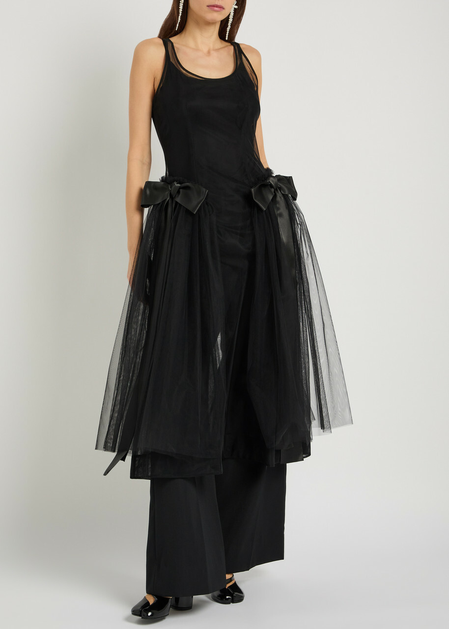 Simone Rocha Draped Wide-leg Gabardine Trousers Black
