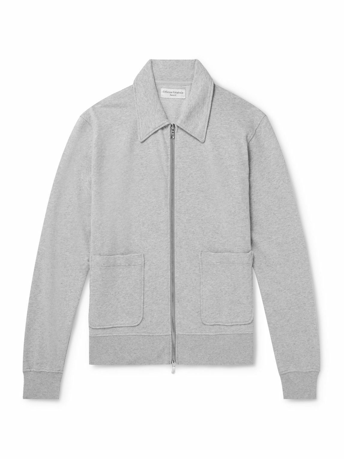 Officine Générale - Esborn Cotton-Jersey Zip-Up Sweatshirt - Gray ...