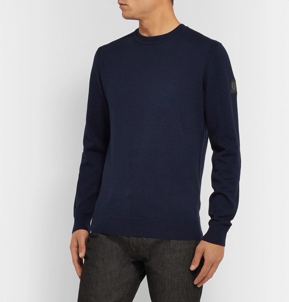Belstaff - Moss Slim-Fit Cotton and Silk-Blend Sweater - Navy Belstaff