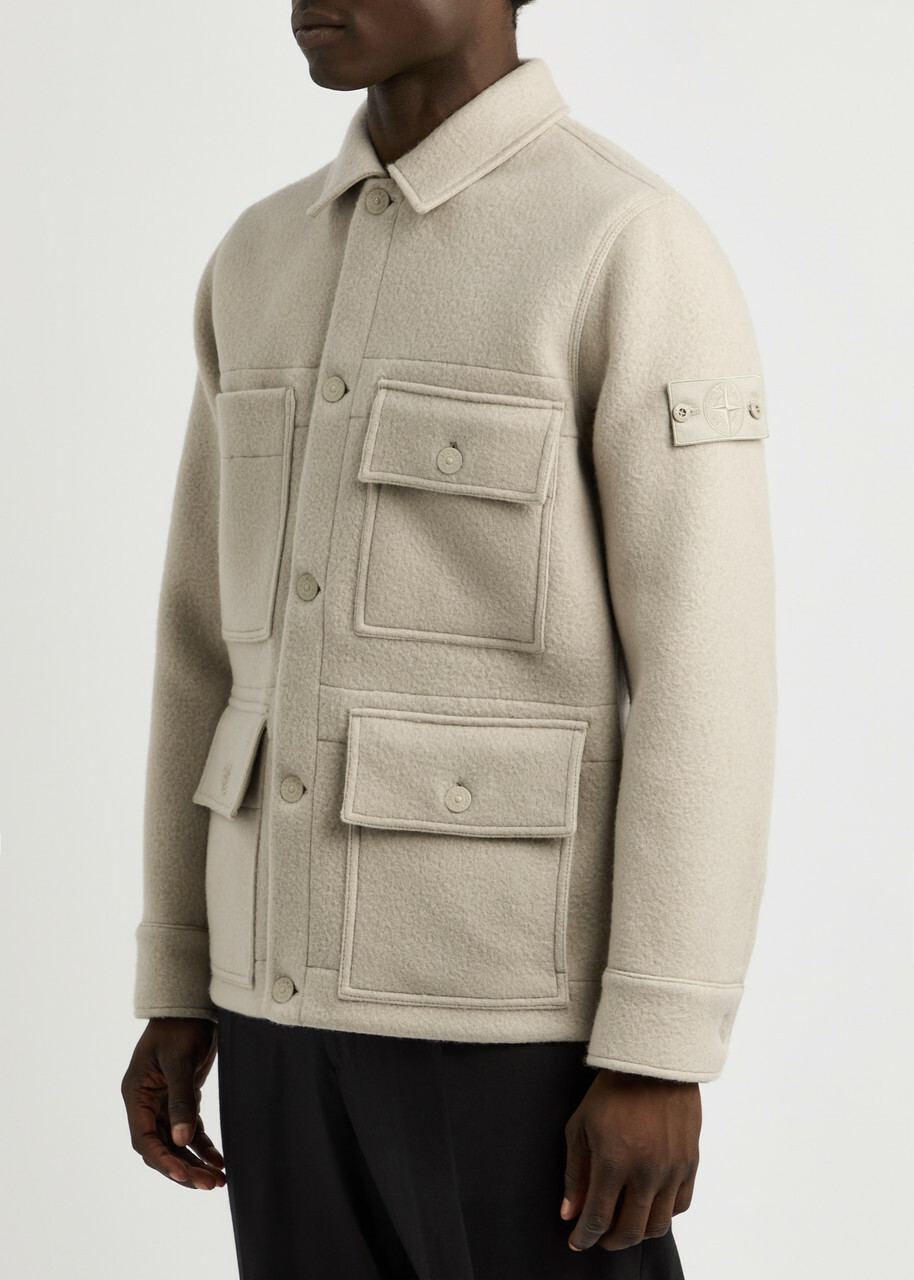 Stone Island Heavy Melton Ghost Wool-blend Jacket Beige
