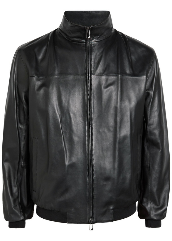 Photo: Emporio Armani High-neck Leather Jacket Black