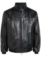 Emporio Armani High-neck Leather Jacket Black