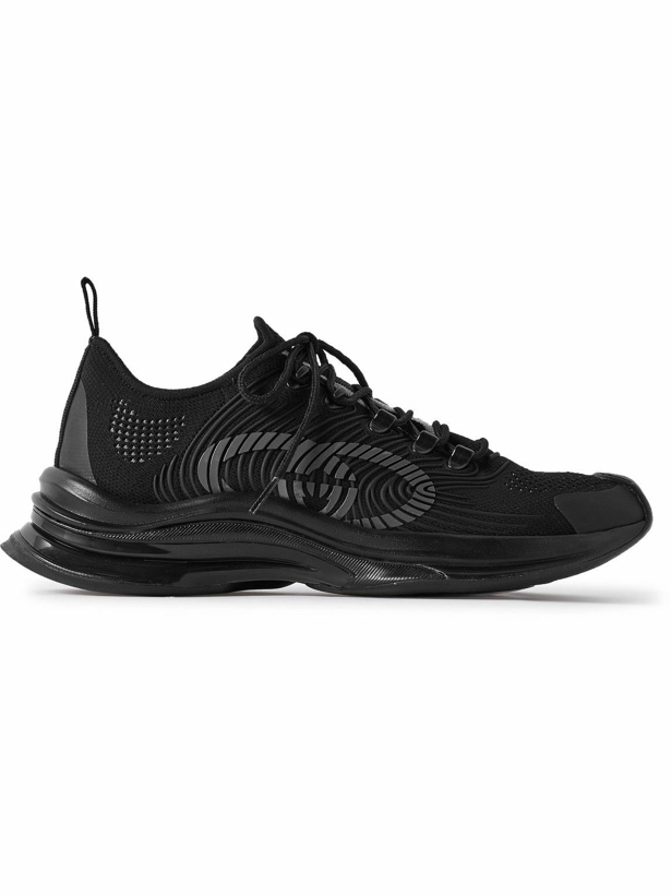 Photo: GUCCI - Rubber-Trimmed Mesh Sneakers - Black
