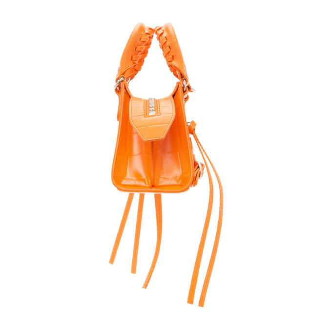 Balenciaga Orange Croc Nano Neo Classic Top Handle Bag Balenciaga
