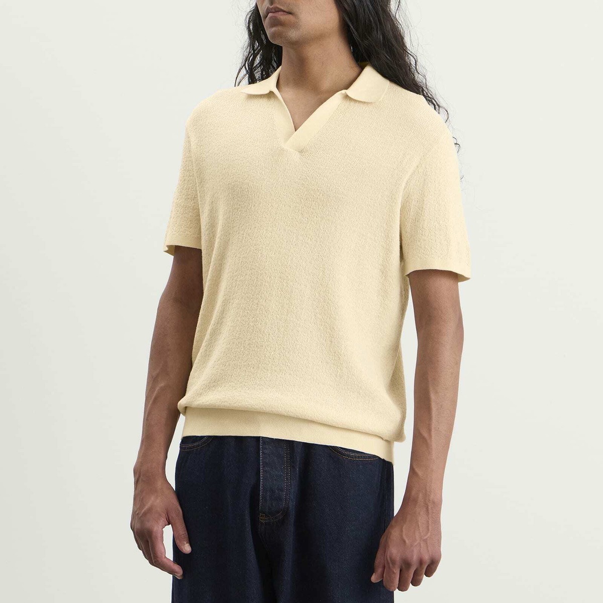 END. x Ronning Men's Textured Polo Shirt in Stone