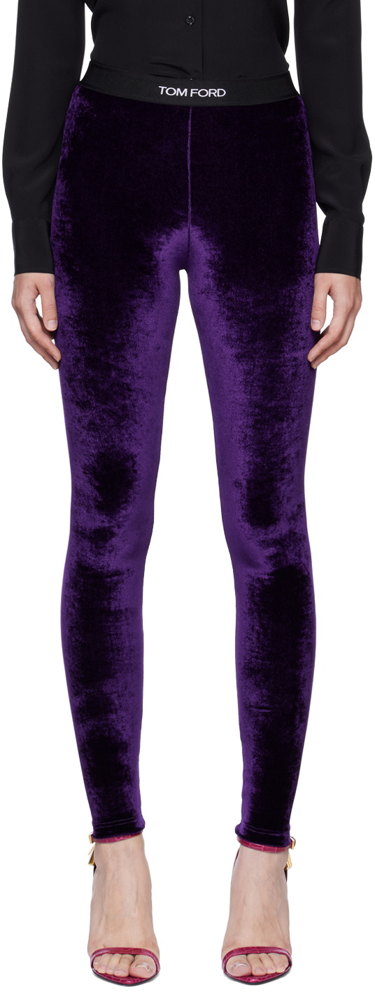 TOM FORD Purple Embroidered Leggings TOM FORD