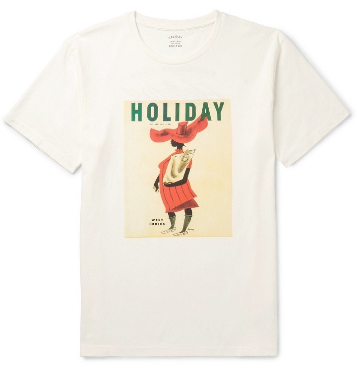 Photo: Holiday Boileau - Printed Cotton-Jersey T-Shirt - White