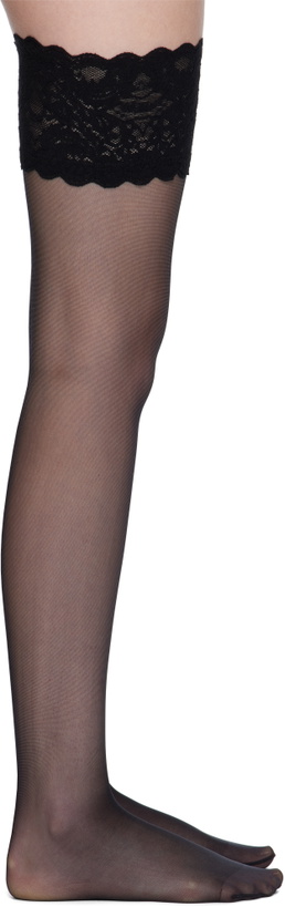 Photo: Wolford Black Satin Touch 20 Stay-Up Socks