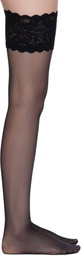 Wolford Black Satin Touch 20 Stay-Up Socks