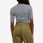 YMC Women's Earth Charlotte Short Sleeve Top in Navy-White