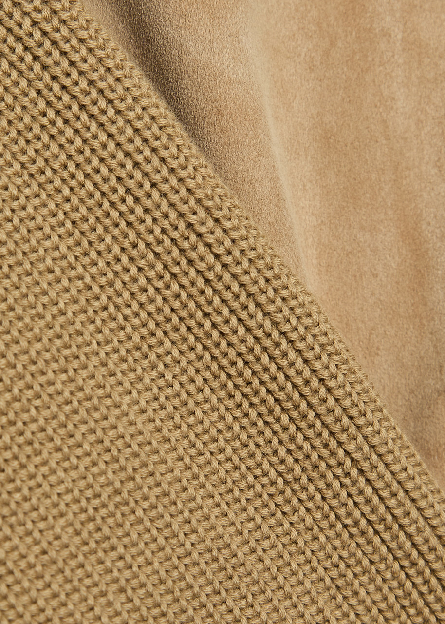 Boss Knit Suede Jacket Khaki