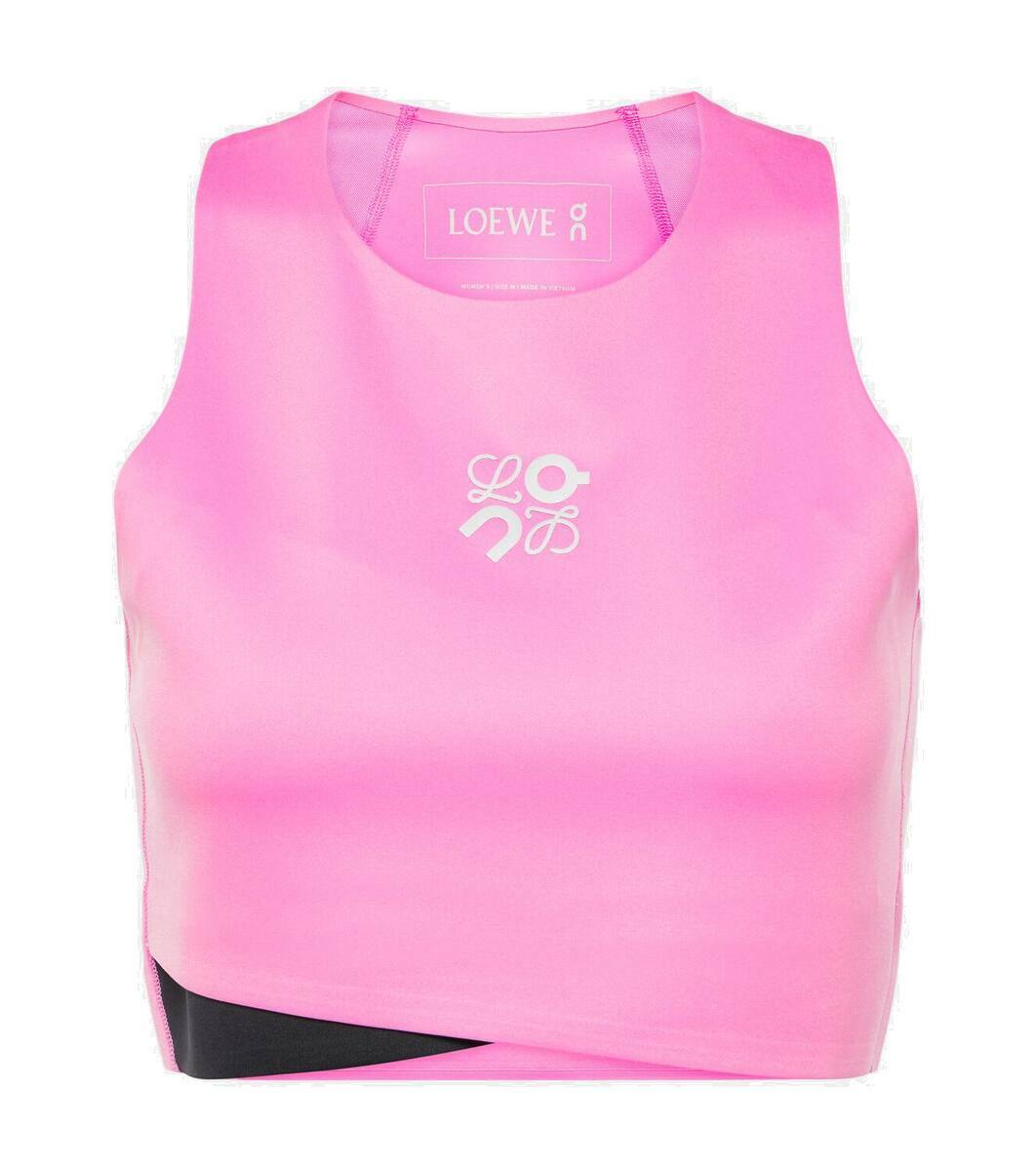 【Loewe】x On Performance ロゴ クロップトップ x On Performance logo crop top in black - Loewe | Mytheresa