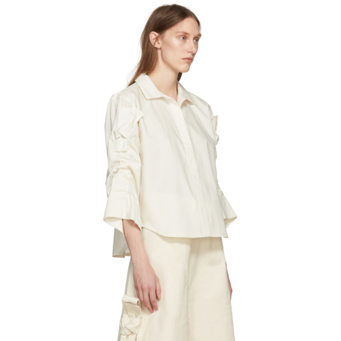 Roberts | Wood Off-White Bow Sleeve Shirt