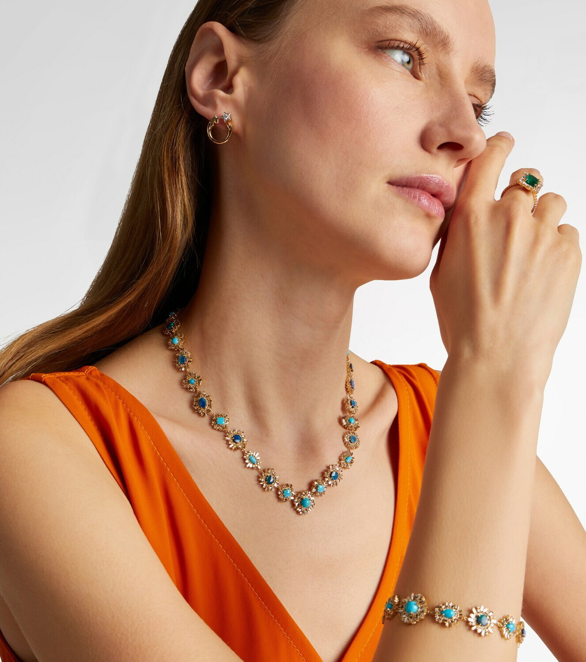Suzanne Kalan 18kt gold necklace with gemstones