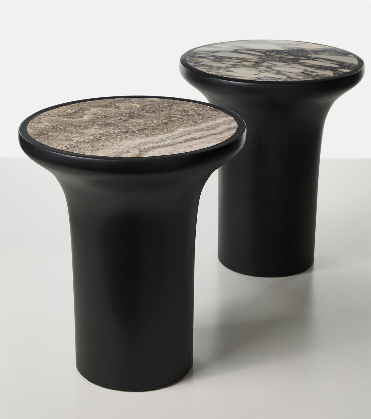 101 Copenhagen Trumpet Tall travertine side table