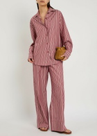 Faithfull The Brand Tone Striped Straight-leg Cotton Trousers Red