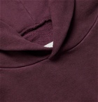 Maison Margiela - Oversized Logo-Embroidered Garment-Dyed Loopback Cotton-Jersey Hoodie - Burgundy