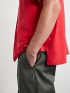 A.PRESSE - Convertible-Collar Silk and Linen-Blend Shirt - Red