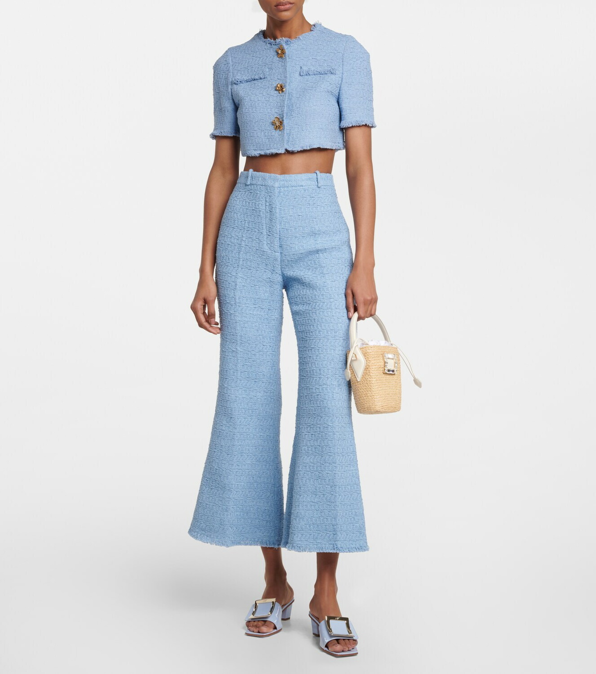 Oscar de la Renta High-rise flared tweed pants