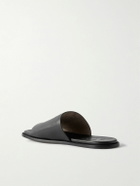 LOEWE - Paula's Ibiza Logo-Debossed Leather Slides - Black