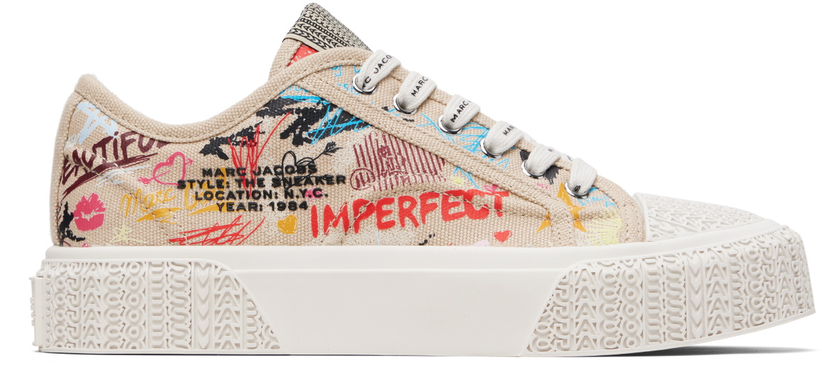 Marc Jacobs Beige 'The Punk Scribble' Sneakers