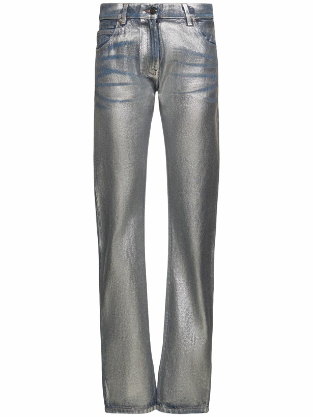 Photo: MSGM Silver-coated Denim Low Rise Jeans