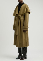 Zimmermann Crush Belted Cape-effect Wool-blend Coat Olive
