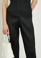 Pleats Please Issey Miyake Pleated Tapered-leg Woven Trousers Black