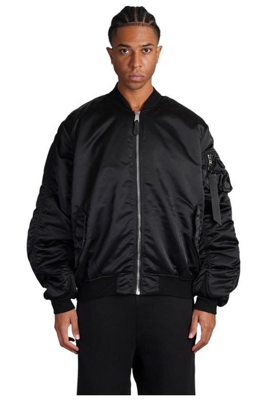 Photo: Alpha Industries Ma-1 Uv Bomber In Black Nylon