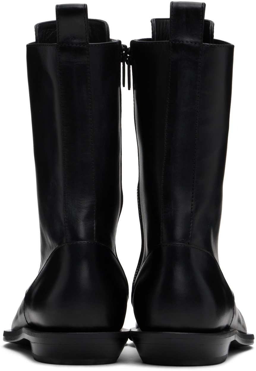 Ann Demeulemeester Black Ise Pointy Micro Heel Lace-Up Boots
