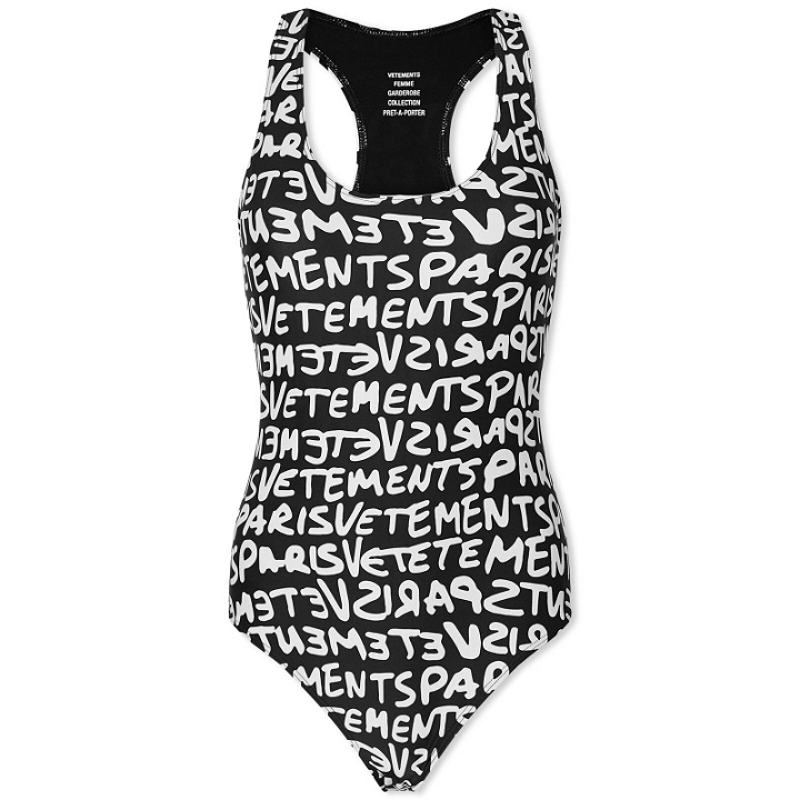 Photo: Vetements Women's Graffiti Monogram Swimsuit in Black/White