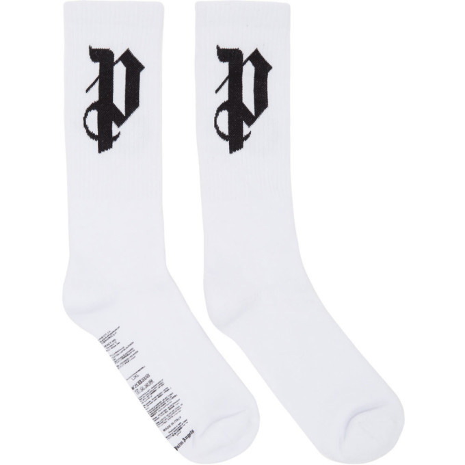 Photo: Palm Angels White PA Logo Socks