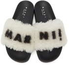 Marni White & Black Furry Slides