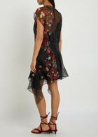 Khaite Merith Floral-print Ruffled Silk Mini Dress Black