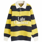 Late Checkout Men's Striped Rugby Polo in Yellow/Navy