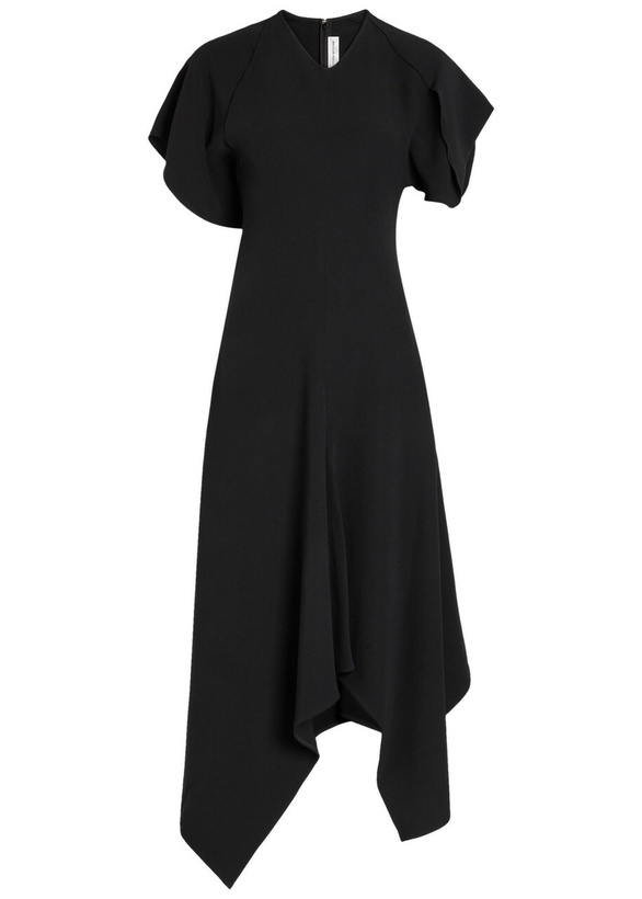 Photo: Victoria Beckham Asymmetric Crepe Midi Dress Black