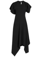 Victoria Beckham Asymmetric Crepe Midi Dress Black