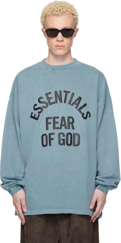 Photo: Fear of God ESSENTIALS Blue Campus 90s Long Sleeve T-shirt