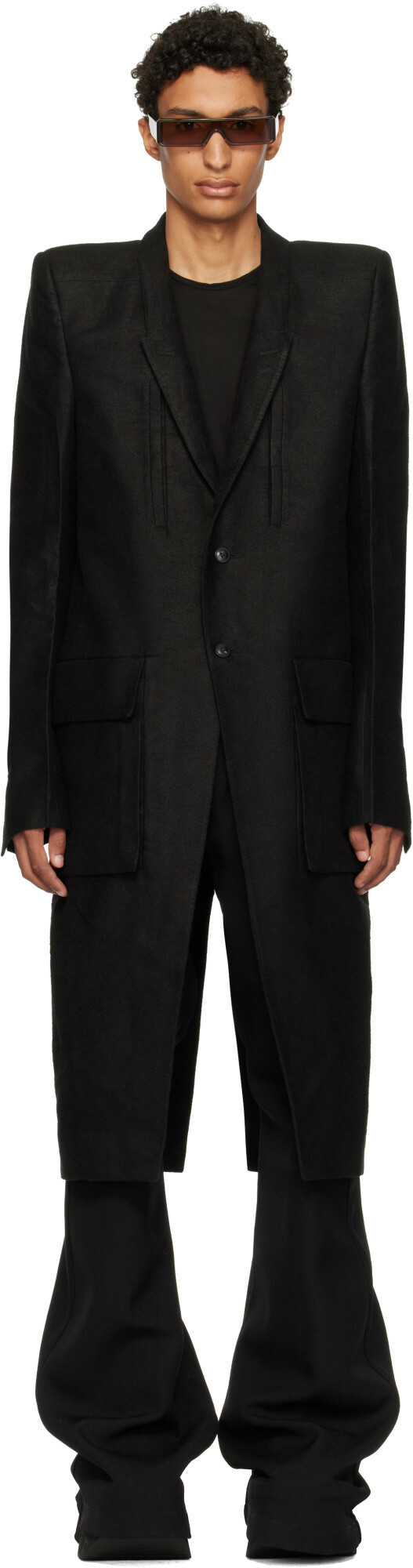 Rick Owens Black Tower Customs Larry Coat