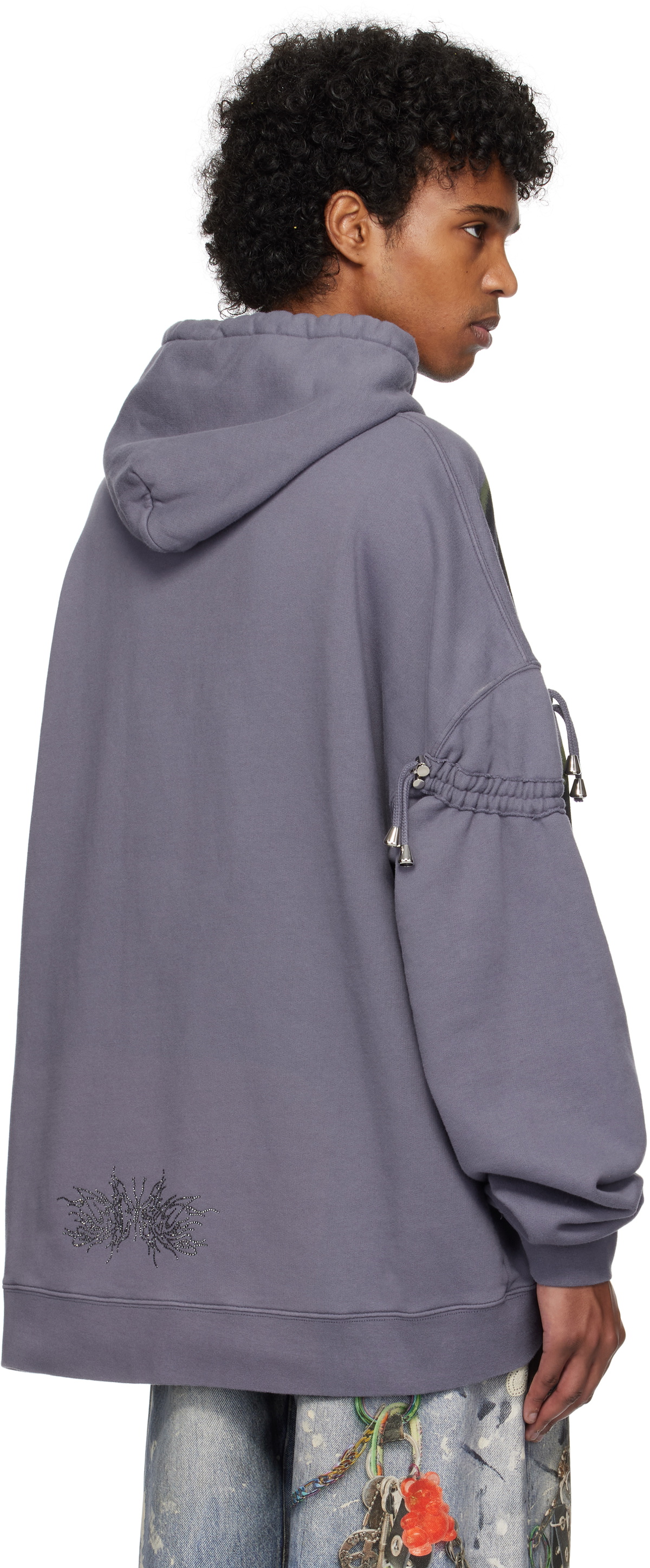 Collina Strada Purple Rhinestone Burst Hoodie Collina Strada