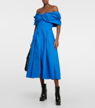 Alexander McQueen - Off-shoulder cotton poplin midi dress