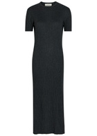 Lisa Yang Isabela Ribbed Cotton and Cashmere-blend Midi Dress Grey